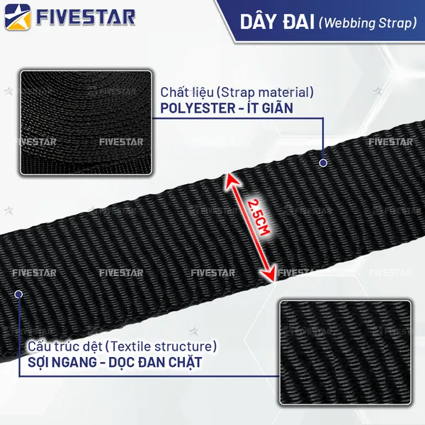 Dây tăng đơ tự rút bản 25mm tải 600kg móc S