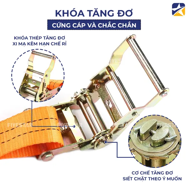 Dây tăng đơ bản 38mm tải 2 tấn móc J