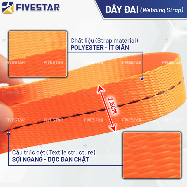 Dây tăng đơ bản 25mm tải 800kg không móc