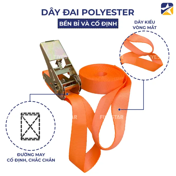 Dây tăng đơ bản 25mm tải 800kg 2 đầu mắt