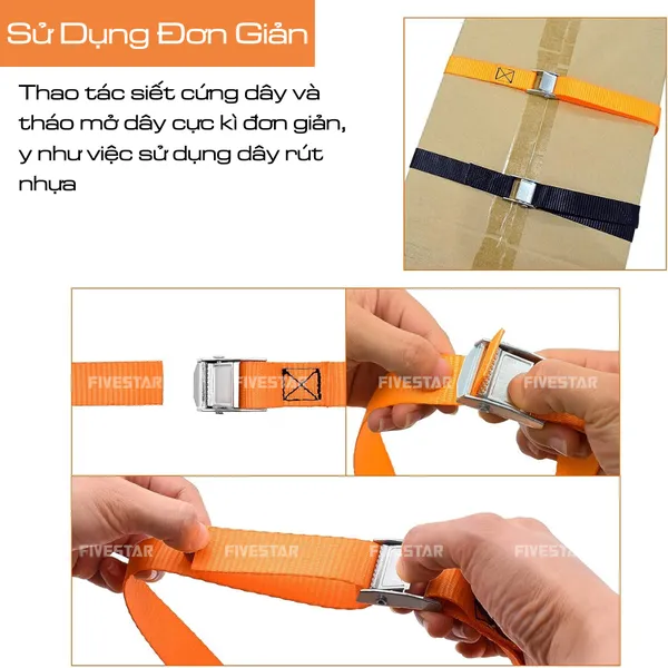 Dây chằng khóa cam bản 25mm tải 250kg