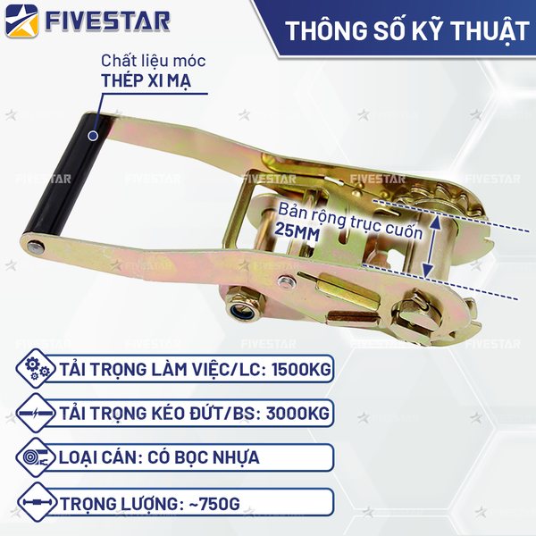 Đầu tăng đơ bản 50mm tải 3 tấn