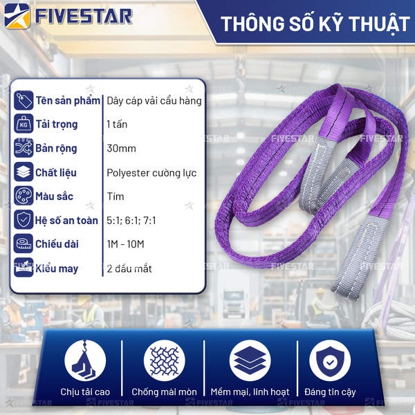 Dây cáp vải tải 1 tấn