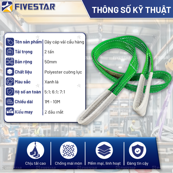 Dây cáp vải tải 2 tấn