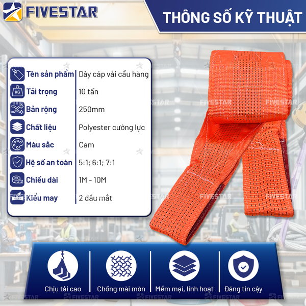 Dây cáp vải tải 10 tấn