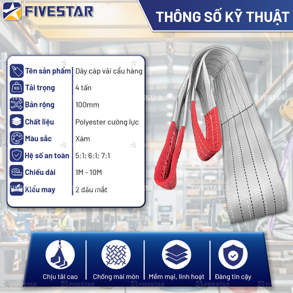 Dây cáp vải tải 4 tấn