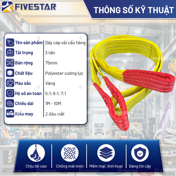 Dây cáp vải tải 3 tấn