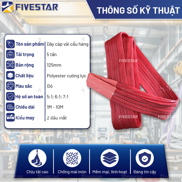 Dây cáp vải tải 5 tấn