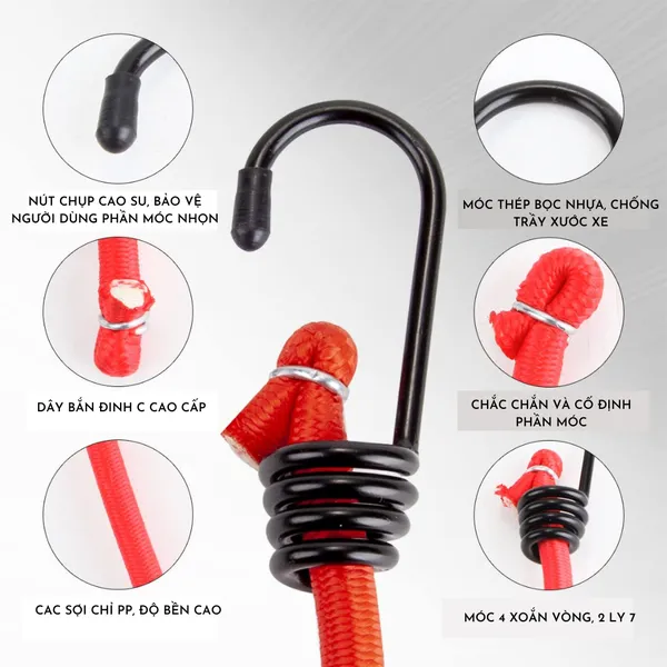 Combo 5 sợi dây thun buộc lều