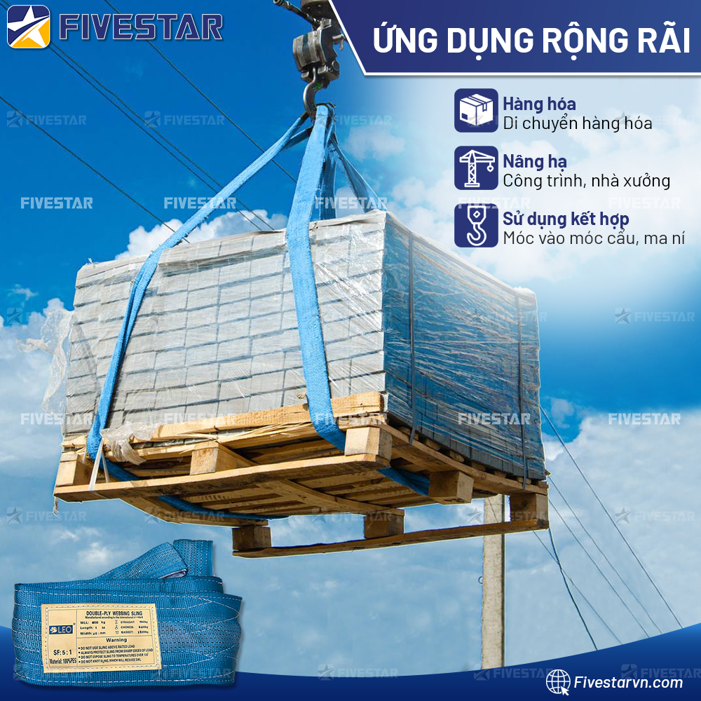 Ứng dụng thực tế mẫu dây cáp vải cẩu hàng tải 8 tấn Ứng dụng thực tế mẫu dây cáp vải cẩu hàng tải 8 tấn