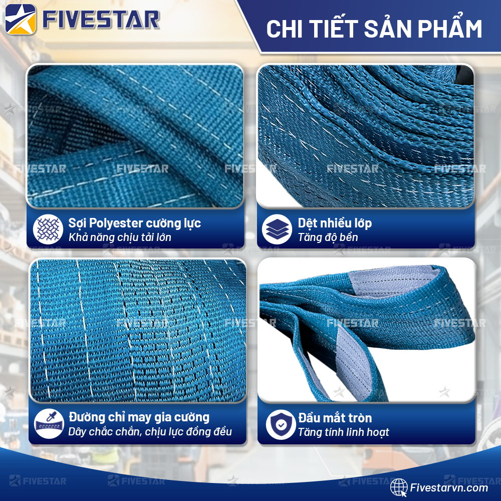 Ưu điểm của dây cáp vải cẩu hàng tải 8 tấn Ưu điểm của dây cáp vải cẩu hàng tải 8 tấn
