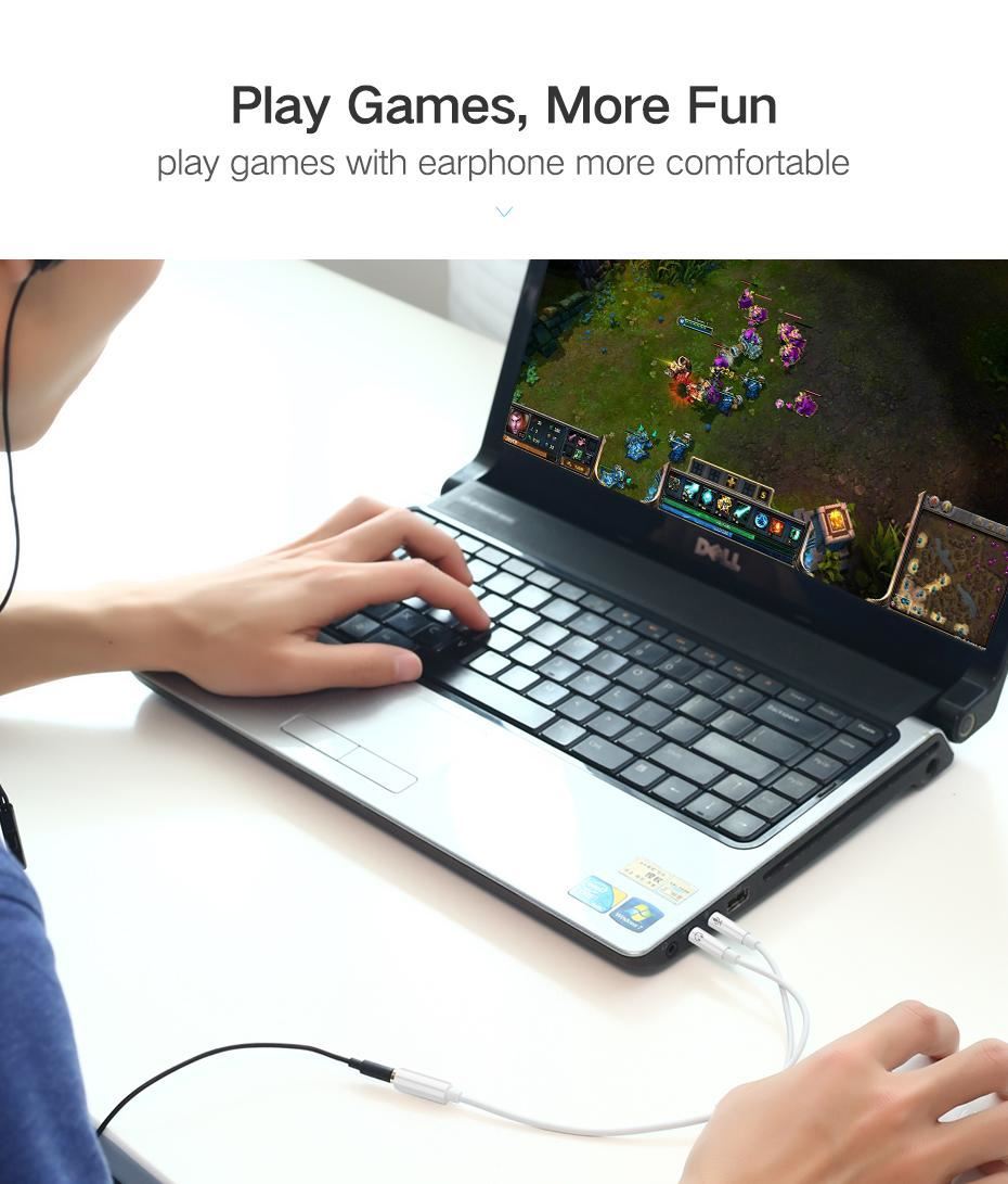 Cáp âm thanh 3.5mm (F) 1 ra 2 Loa & Mic Ugreen 10790 Cáp âm thanh 3.5mm (F) 1 ra 2 Loa & Mic Ugreen 10790