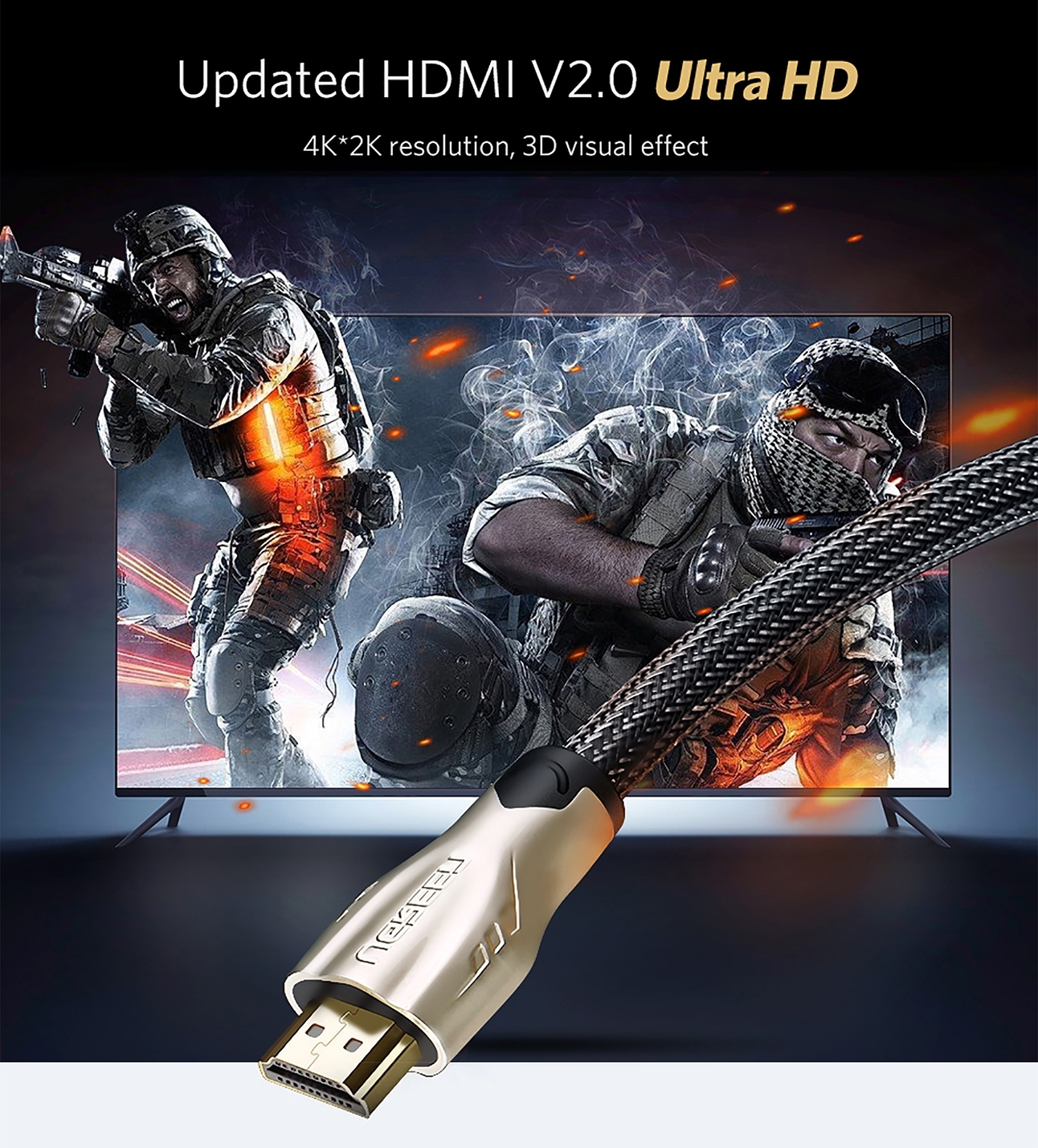 Cáp HDMI dài 5M hỗ trợ 3D, 4K Ugreen 11193 Cáp HDMI dài 5M hỗ trợ 3D, 4K Ugreen 11193