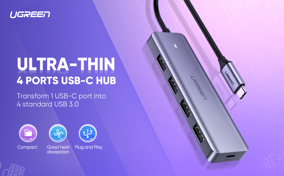 Bộ chia USB Type C 4 cổng USB 3.0 Ugreen 70336 Bộ chia USB Type C 4 cổng USB 3.0 Ugreen 70336