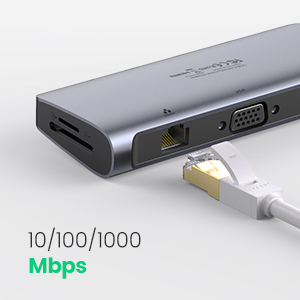 Bộ chuyển USB Type C to HDMI + VGA + USB 3.0 + LAN 1Gbps + Card Reader + 3.5mm Ugreen 80133 Bộ chuyển USB Type C to HDMI + VGA + USB 3.0 + LAN 1Gbps + Card Reader + 3.5mm Ugreen 80133
