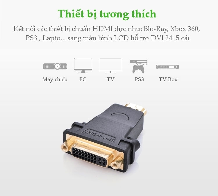 Đầu chuyển HDMI to DVI (24+5)  Ugreen 20123