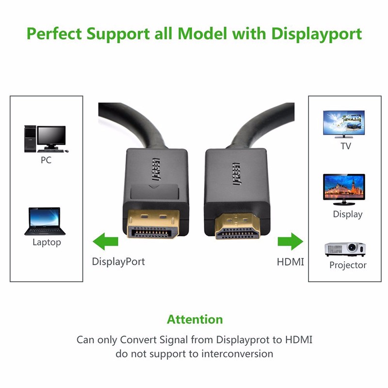 Cáp chuyển Displayport to HDMI 1M Ugreen 10238