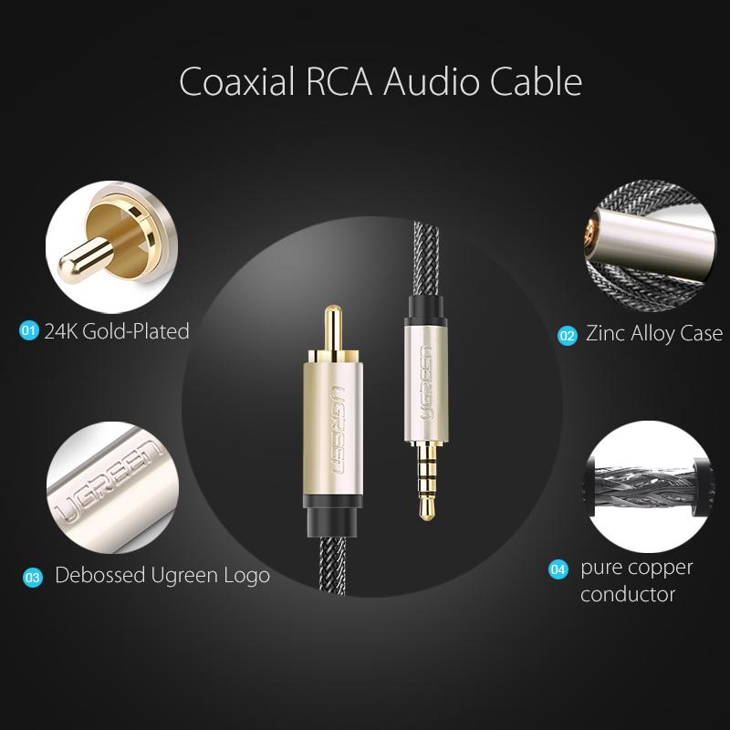 Cáp âm thanh 3.5mm to RCA Coaxial 3m Ugreen 20734 Cáp âm thanh 3.5mm to RCA Coaxial 3m Ugreen 20734