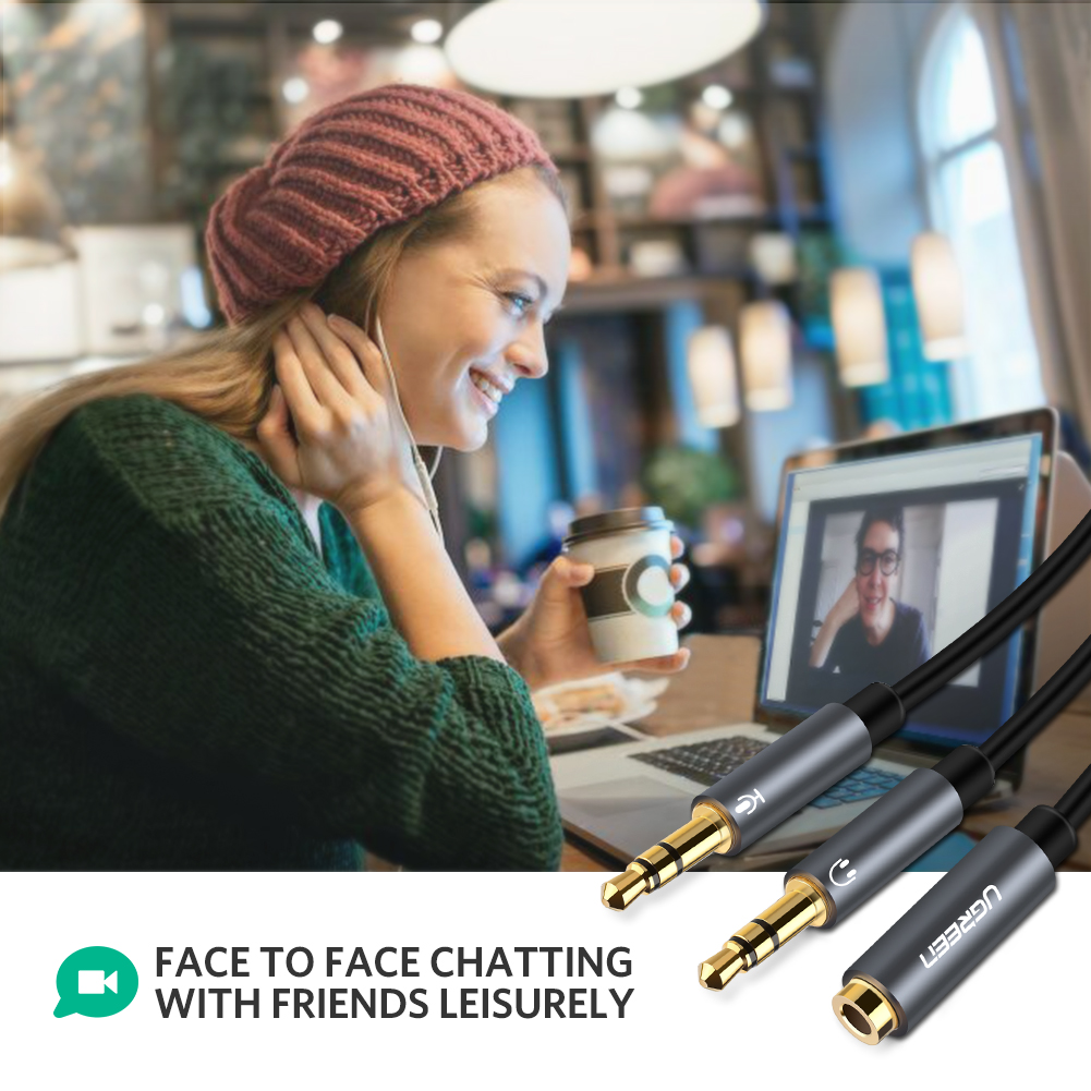 Cáp chia âm thanh 1 ra 2 Mic và Loa Ugreen 20899 Cáp chia âm thanh 1 ra 2 Mic và Loa Ugreen 20899