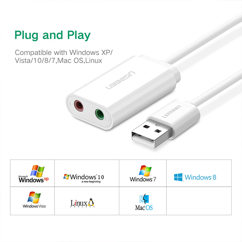 Cáp chuyển USB 2.0 sang 3.5mm  Ugreen 30143 