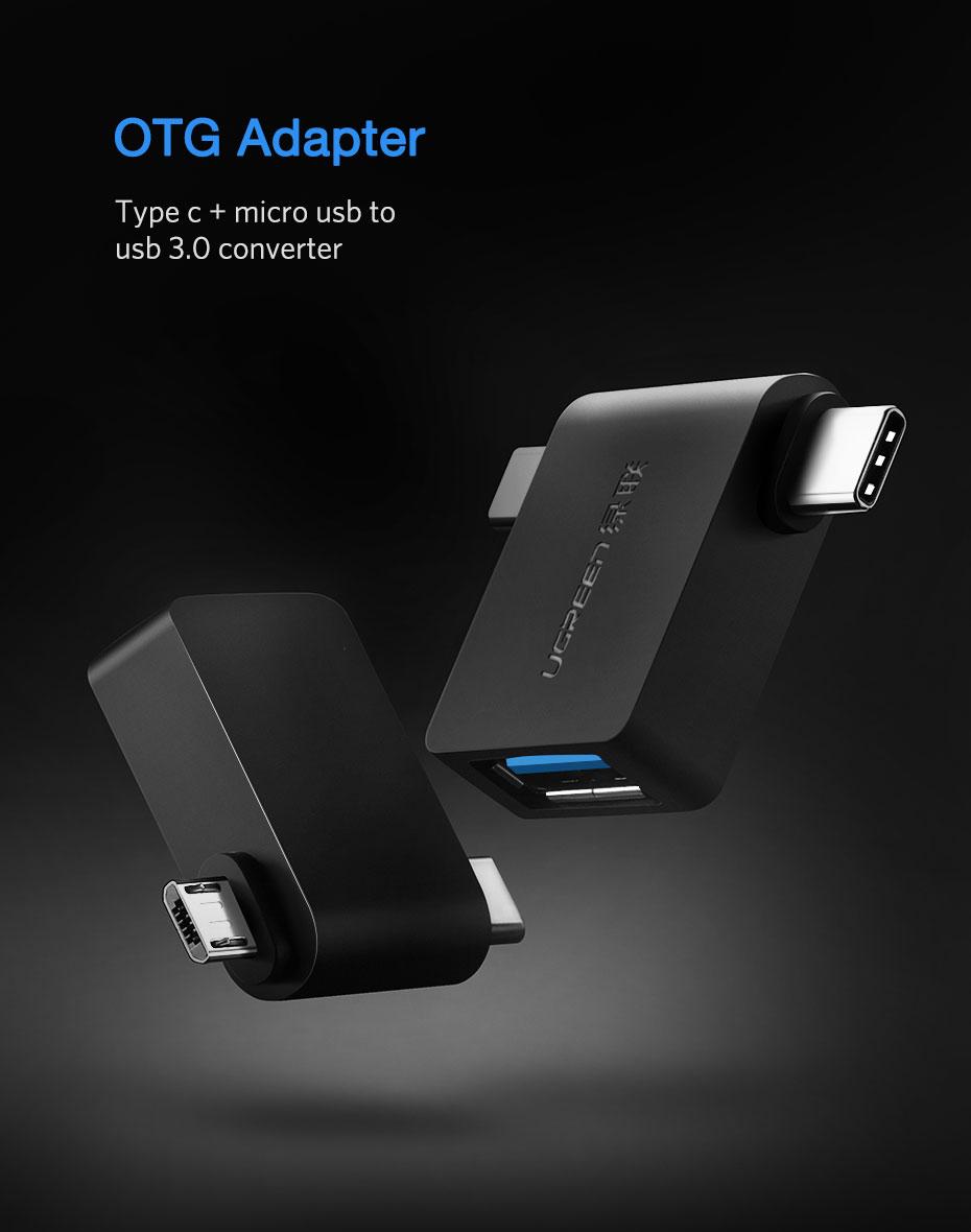 Đầu chuyển USB Type C + Micro USB  to USB 3.0 OTG Ugreen 30453