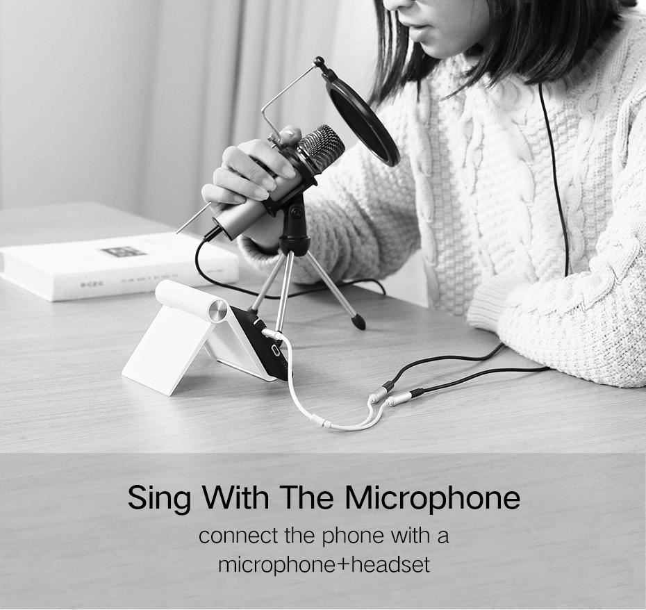 Cáp chia âm thanh 1 ra 2 mic và audio Ugreen 30618 Cáp chia âm thanh 1 ra 2 mic và audio Ugreen 30618