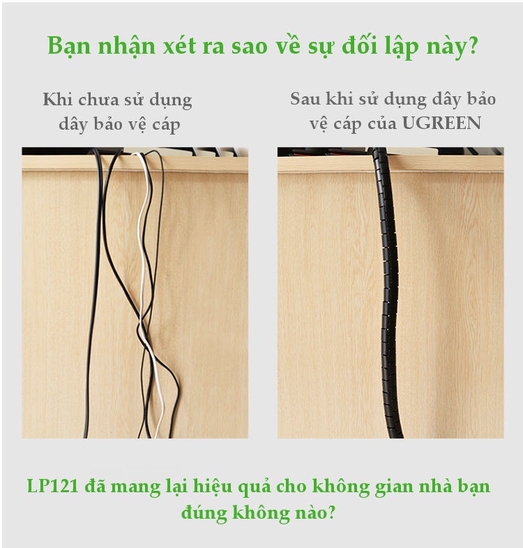 Dây dạng ống xoắn PE bảo vệ cáp dài 5m Ugreen 30820