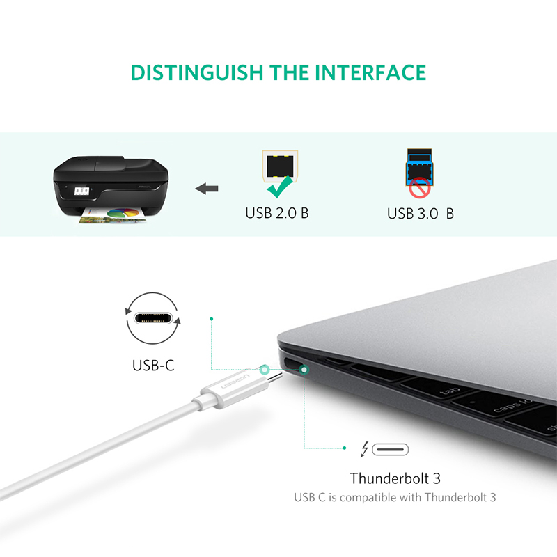 Cáp máy in USB Type C dài 1.5m Ugreen 40417 Cáp máy in USB Type C dài 1.5m Ugreen 40417
