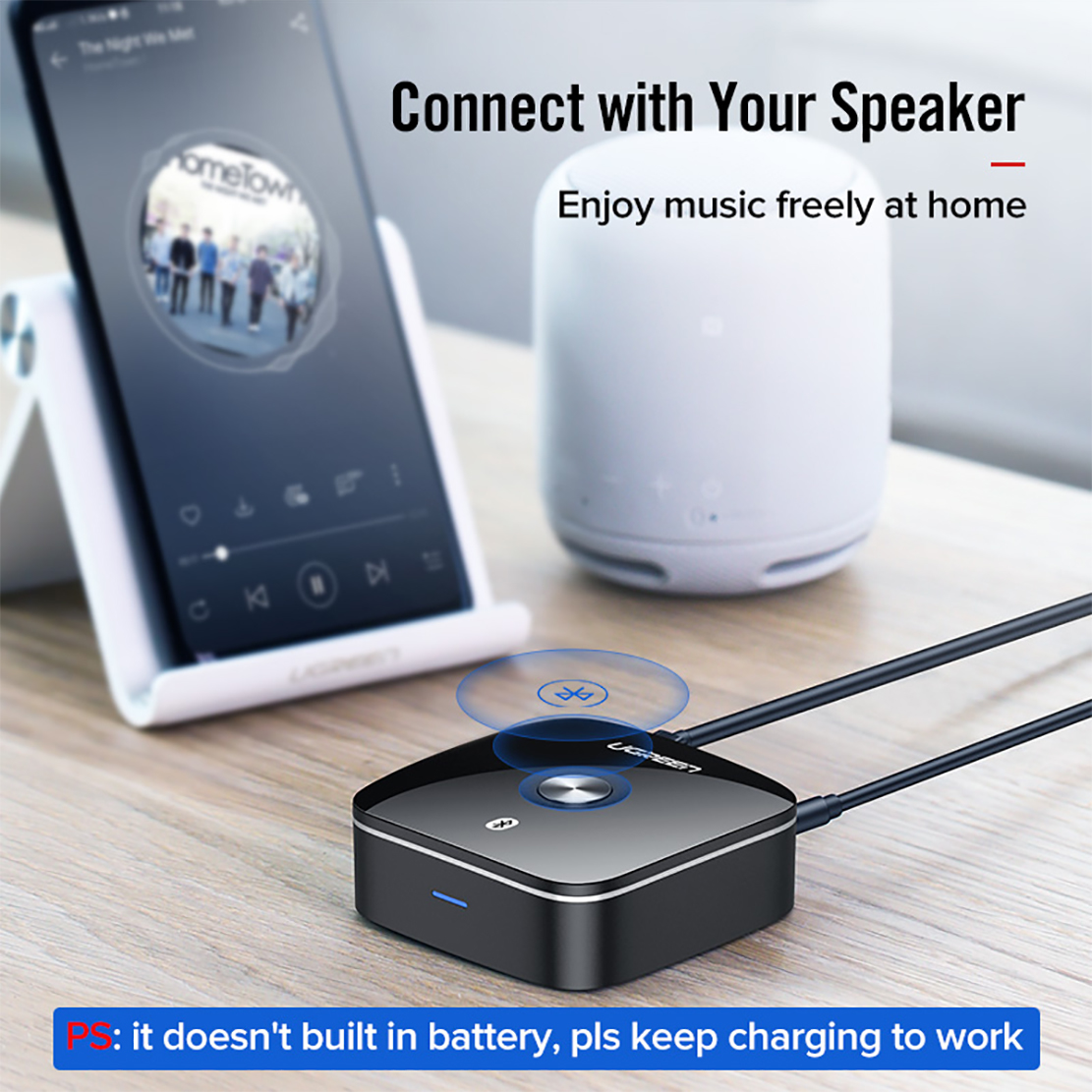Thiết bị nhận Bluetooth Music Receiver 5.0 Ugreen 40759 Thiết bị nhận Bluetooth Music Receiver 5.0 Ugreen 40759