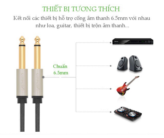 Cáp âm thanh 6.5mm dài 1.5M Ugreen 40810 Cáp âm thanh 6.5mm dài 1.5M Ugreen 40810