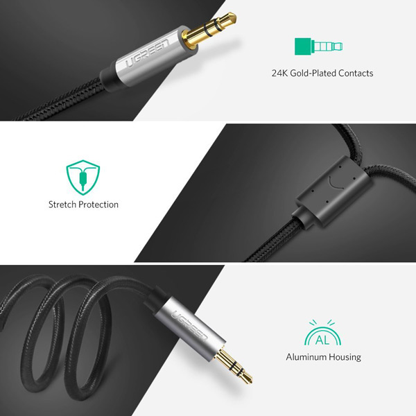 Cáp âm thanh 3.5mm ra 2RCA dài 2M Ugreen 40843 Cáp âm thanh 3.5mm ra 2RCA dài 2M Ugreen 40843