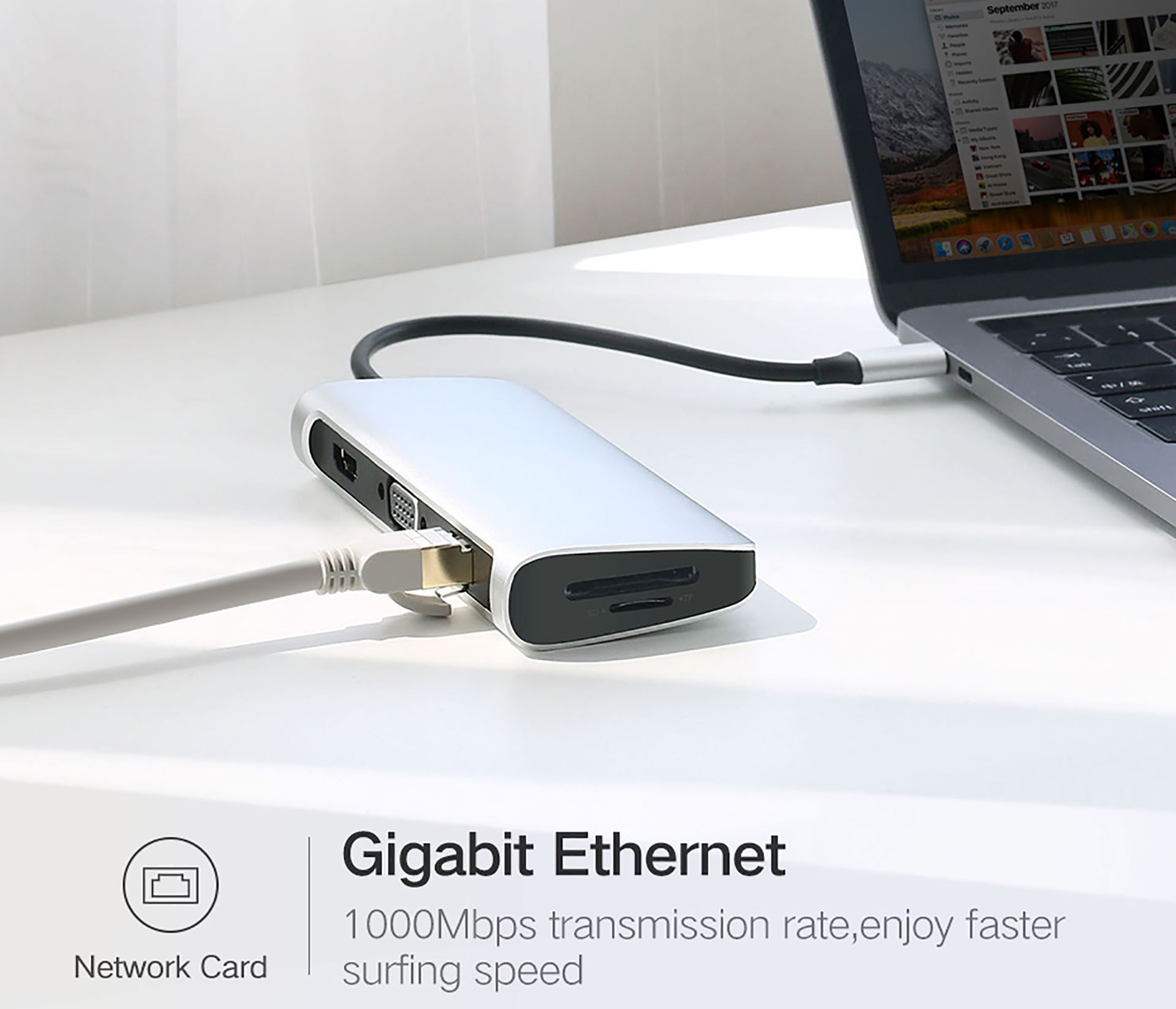 Bộ chuyển USB Type C to HDMI, VGA , USB 3.0 , LAN 1Gbps , Card Reader Ugreen 40873 Bộ chuyển USB Type C to HDMI, VGA , USB 3.0 , LAN 1Gbps , Card Reader Ugreen 40873