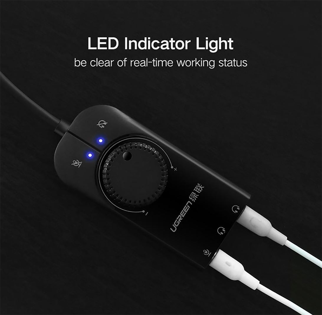 Cáp chuyển USB 2.0 sang 3.5mm Mic & Loa có Vol Ugreen 40964 Cáp chuyển USB 2.0 sang 3.5mm Mic & Loa có Vol Ugreen 40964