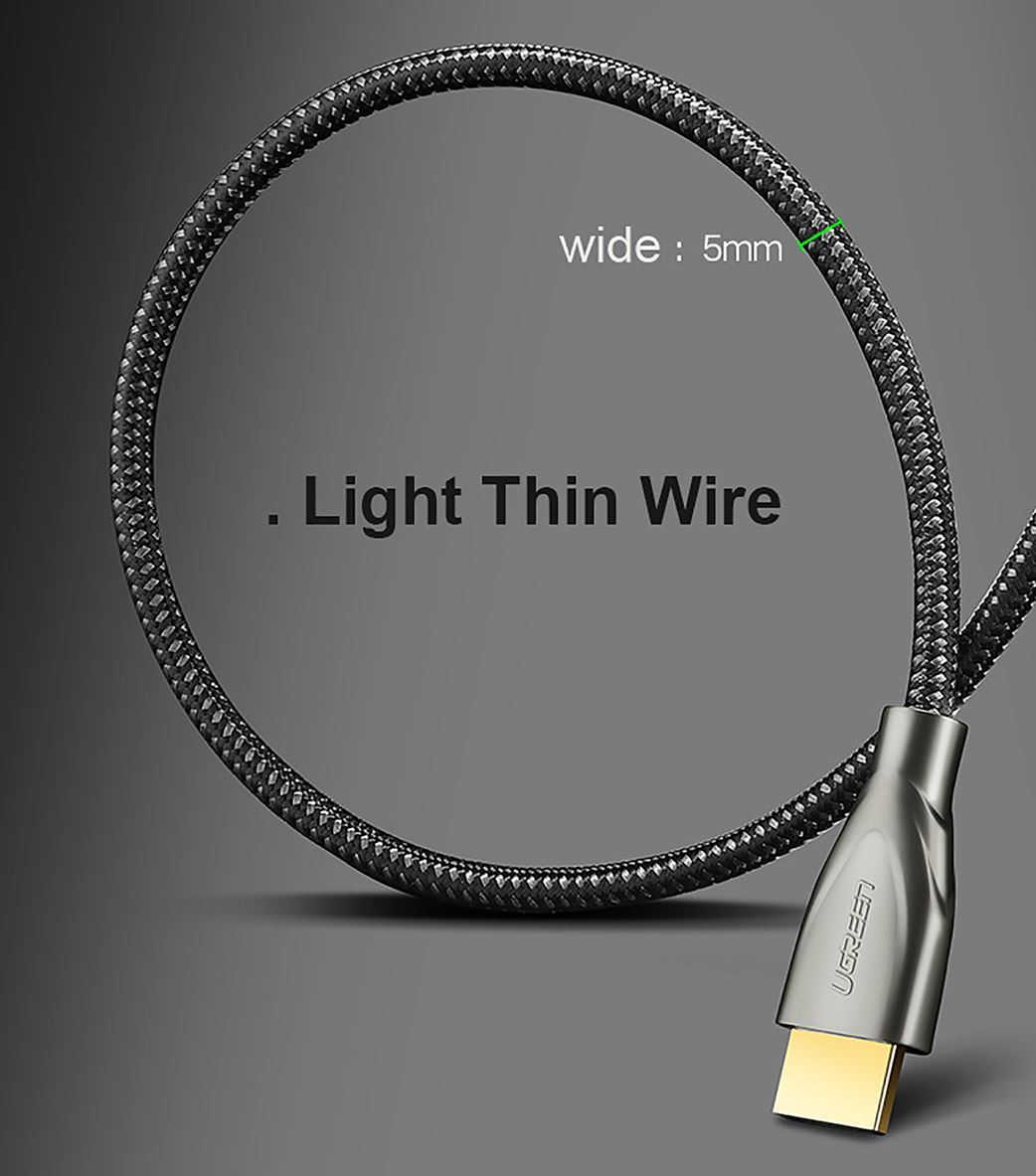 Cáp HDMI 2.0 Carbon 3m chuẩn 4K@60MHz Ugreen 50109 Cáp HDMI dài 3m Carbon chuẩn 2.0 4K@60MHz Ugreen 50109