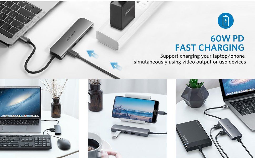 Bộ chuyển USB Type C to HDMI + Hub USB 3.0 Ugreen 50209