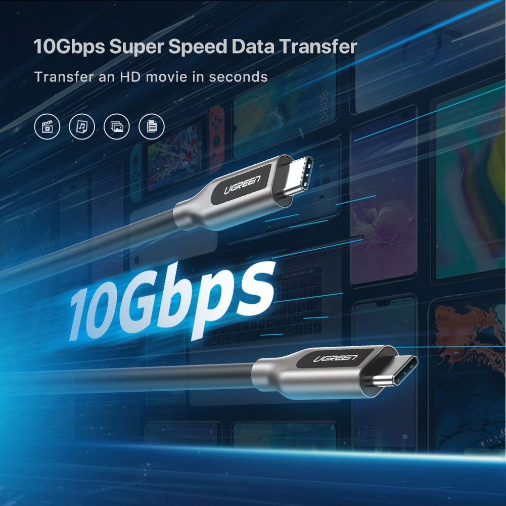 Cáp Type C to Type C dài 0.5m Ugreen 50229 Cáp Type C to Type C dài 1.5m Ugreen 50230