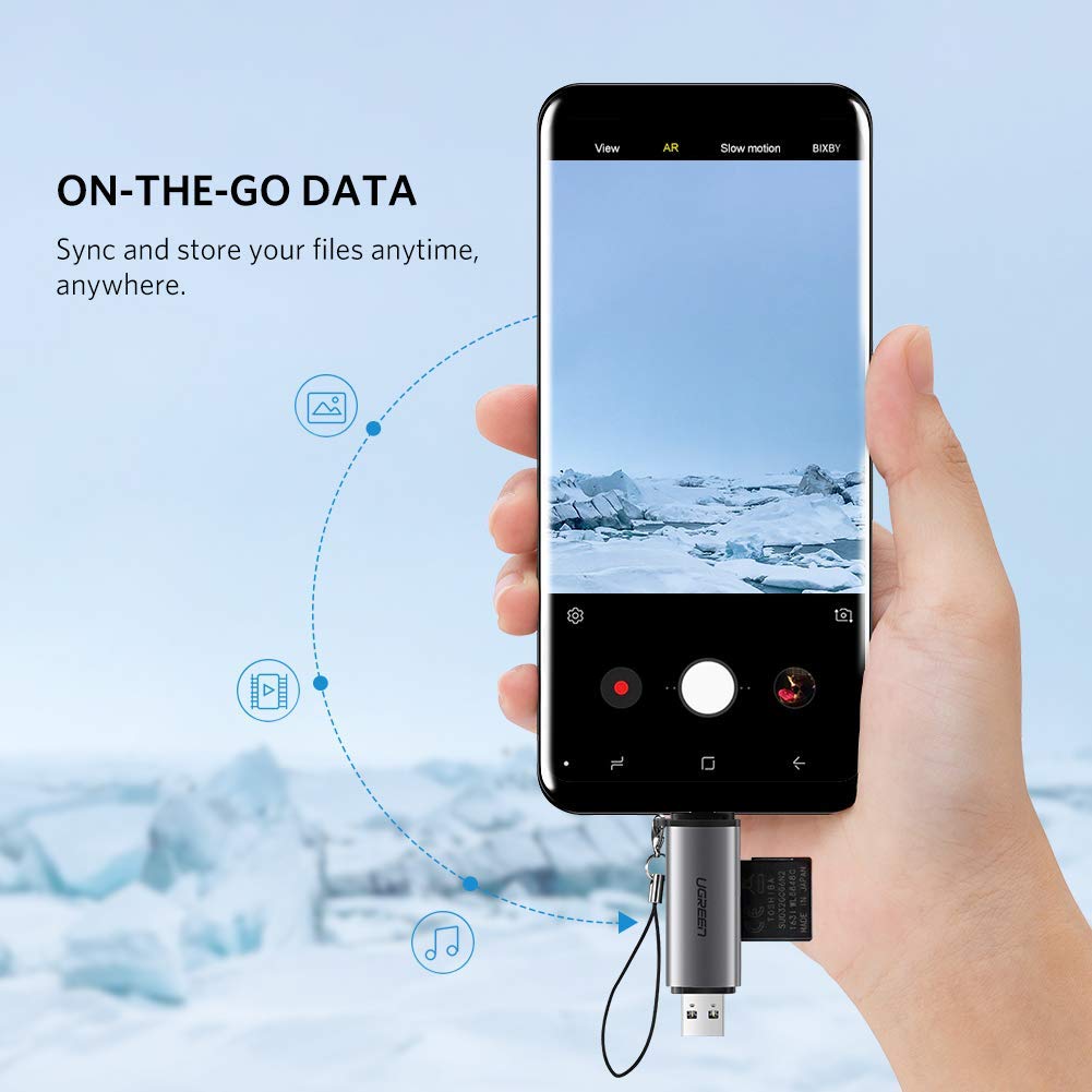 Đầu đọc thẻ USB 3.0 + Type C cho thẻ SD/TF Ugreen 50706 Đầu đọc thẻ USB 3.0 + Type C cho thẻ SD/TF Ugreen 50706