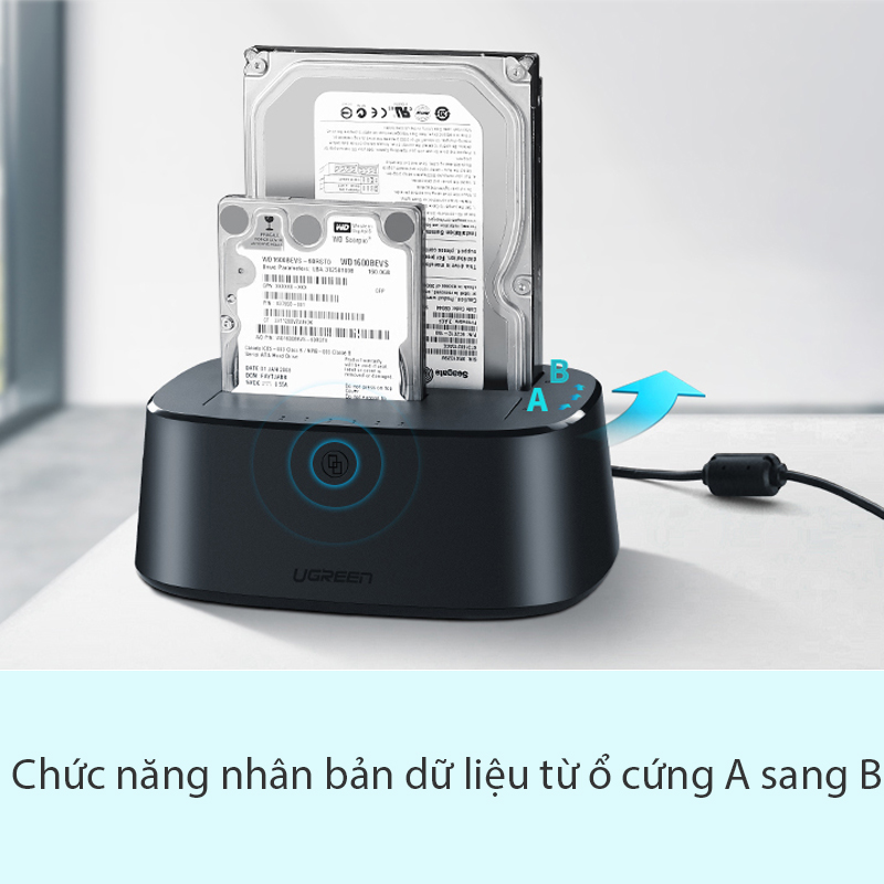 Hộp đựng ổ cứng 2.5/3.5inch Sata/ USB 3.0 hỗ trợ 12TB Ugreen 50742