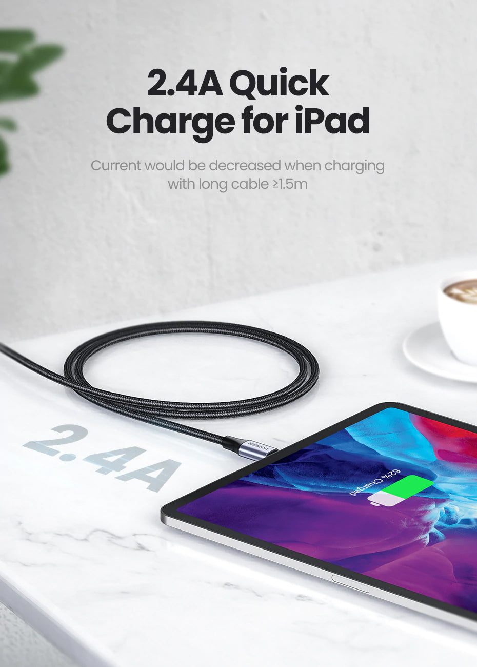 Cáp sạc điện thoại iPhone dài 1M chuẩn MFI Apple  Ugreen 60156 Cáp sạc điện thoại iPhone dài 1M chuẩn MFI Apple  Ugreen 60156