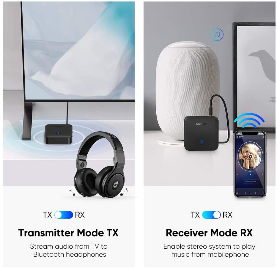 Bộ thu phát Bluetooth 5.0 hỗ trợ APTX Ugreen 70158 Bộ thu phát Bluetooth 5.0 hỗ trợ APTX Ugreen 70158