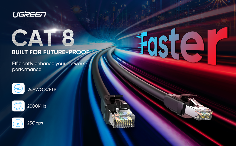 Cáp mạng CAT8 dài 3m Ugreen 70330 Cáp mạng CAT8 dài 1m Ugreen 70327