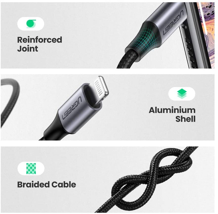 Cáp chuyển Lighting sang 3.5mm dài 1m Ugreen 70509 Cáp chuyển Lighting sang 3.5mm dài 1m Ugreen 70509