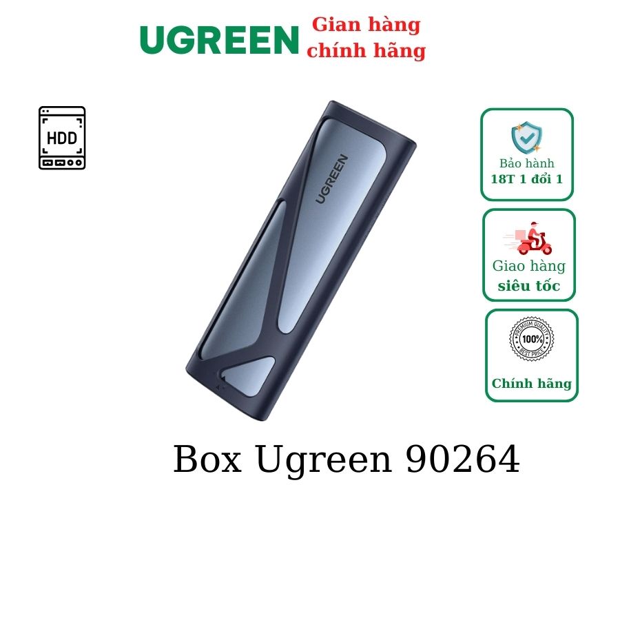Box ổ cứng SSD M.2 hỗ trợ NVME+SATA USB Type-C 3.2 GEN2 tốc độ 10Gbps Ugreen 90264