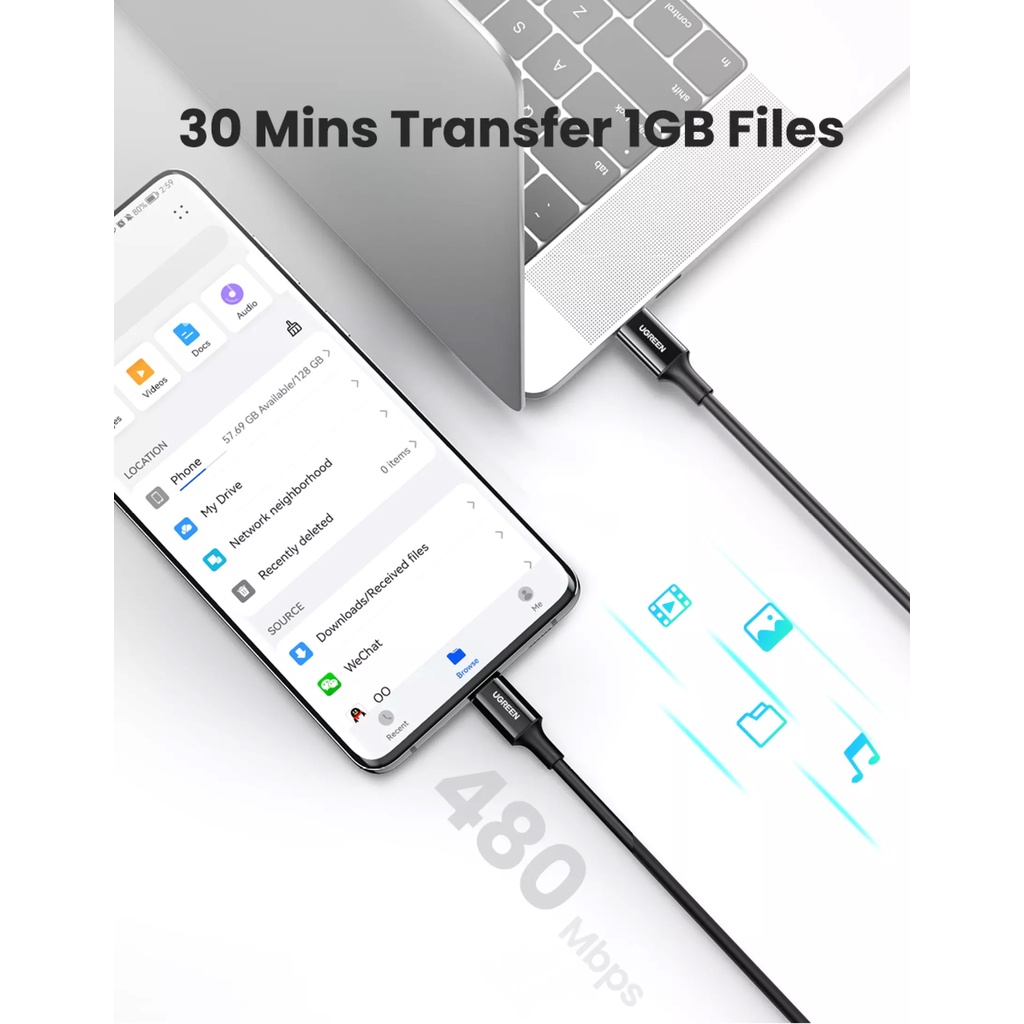 Cáp sạc Type-C USB 2.0 5A 100W Ugreen 20528 Cáp sạc Type-C USB 2.0 5A 100W Ugreen 20528
