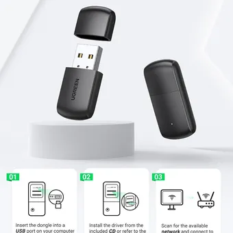 USB  Wifi băng tần kép AC 2.4G/5G tốc độ 650Mbps Ugreen 20204