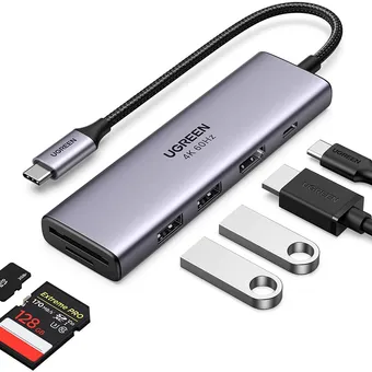 Thiết bị mở rộng Type C Sang HDMI + USB 3.0*2 + SD/TF + PD Ugreen 60384