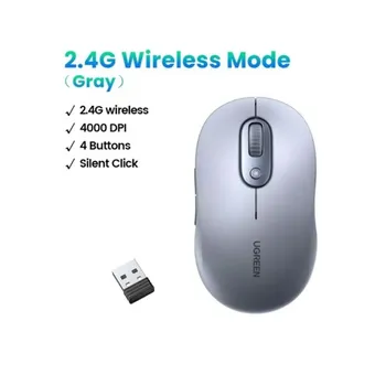 Chuột không dây 2.4Ghz dùng cho máy tính laptop chất liệu nhựa ABS màu xám Ugreen 35900 M556