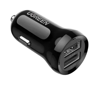 Sạc điện thoại 2 cổng 24W dùng trên ô tô màu đen Ugreen 50875 ED018