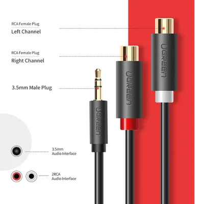 Cáp âm thanh 3.5mm to 2RCA (âm)  Ugreen 10547