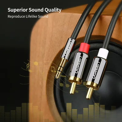 Cáp âm thanh 3.5mm ra 2RCA dài 1M Ugreen 10749